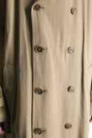 double collar beige long trench coat