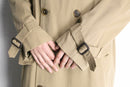 double collar beige long trench coat