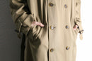 double collar beige long trench coat