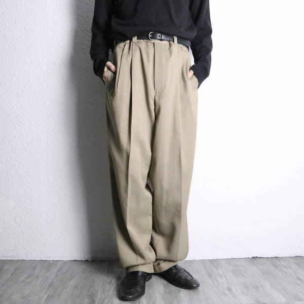1990's "PERRY ELLIS"two-tuck beige slacks