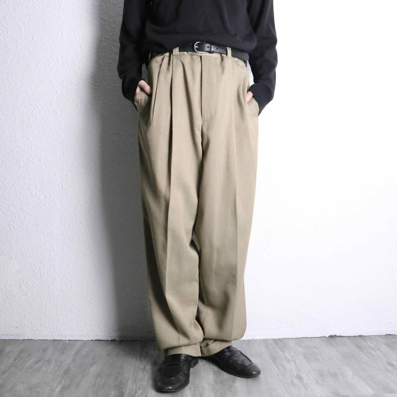 1990's "PERRY ELLIS"two-tuck beige slacks