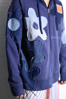 "Re:make" flower patch zip hoodie