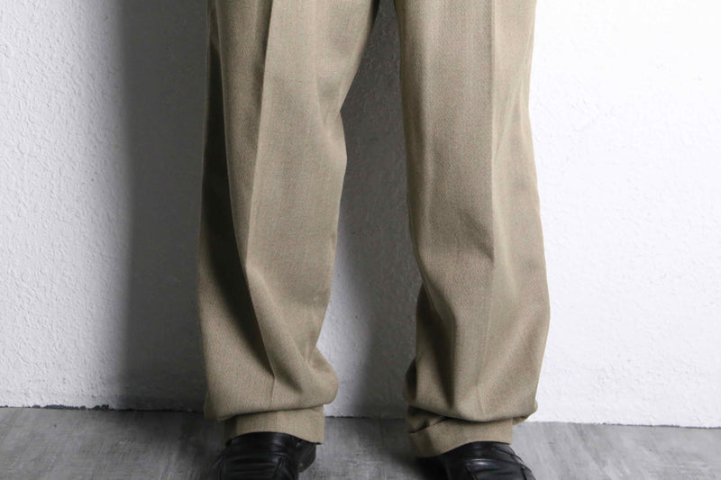 1990's "PERRY ELLIS"two-tuck beige slacks
