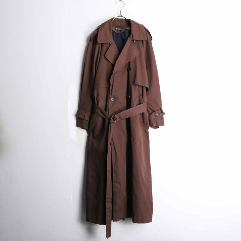 brown color double long trench coat