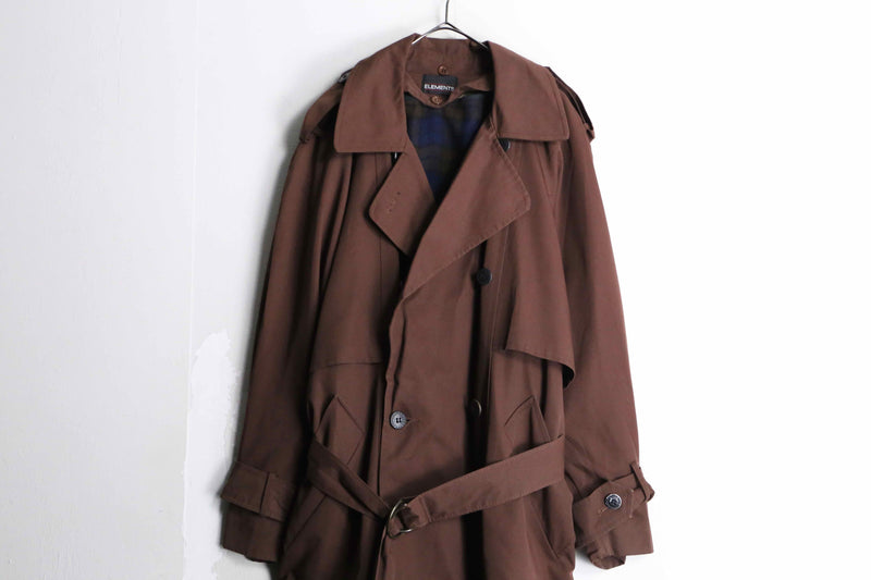 brown color double long trench coat