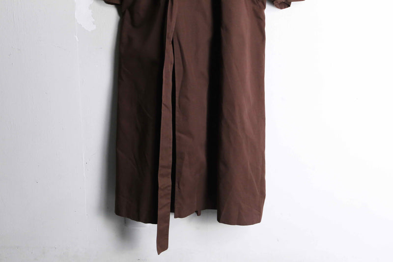 brown color double long trench coat