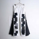 "Re:make" black×white color patchwork design flare denim pants