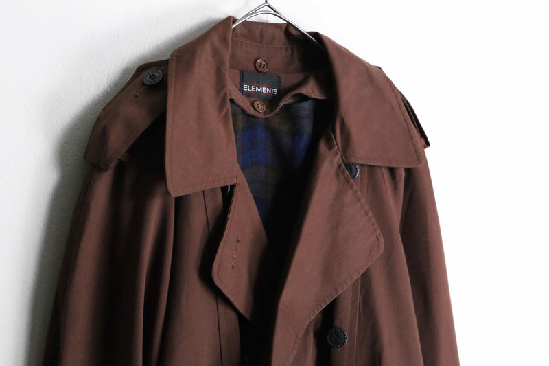 brown color double long trench coat