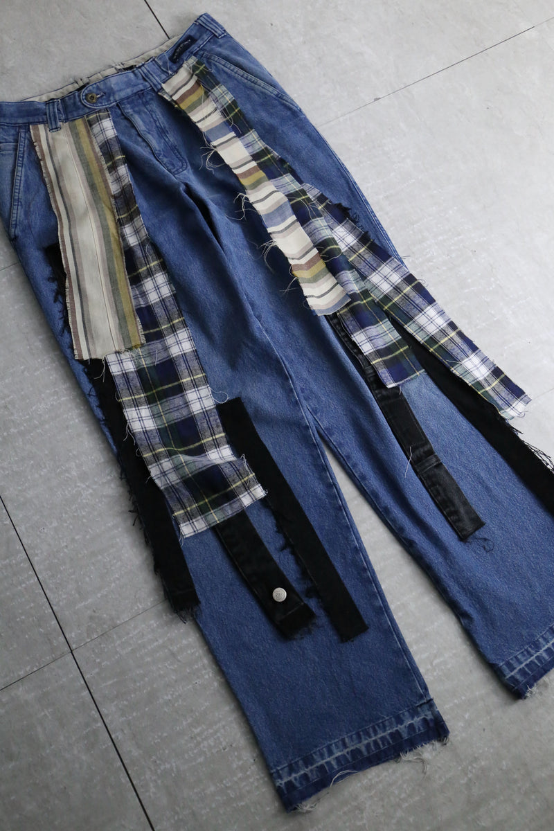 "Re:make" shirt fringes wide denim