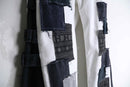 "Re:make" black×white color patchwork design flare denim pants