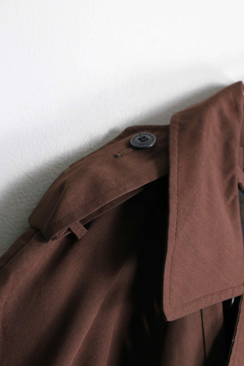 brown color double long trench coat