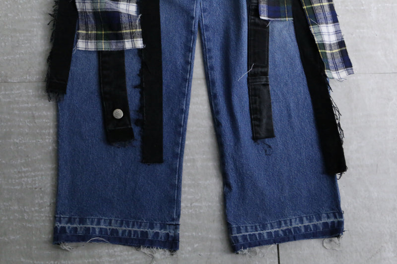 "Re:make" shirt fringes wide denim