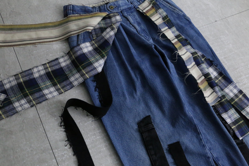 "Re:make" shirt fringes wide denim