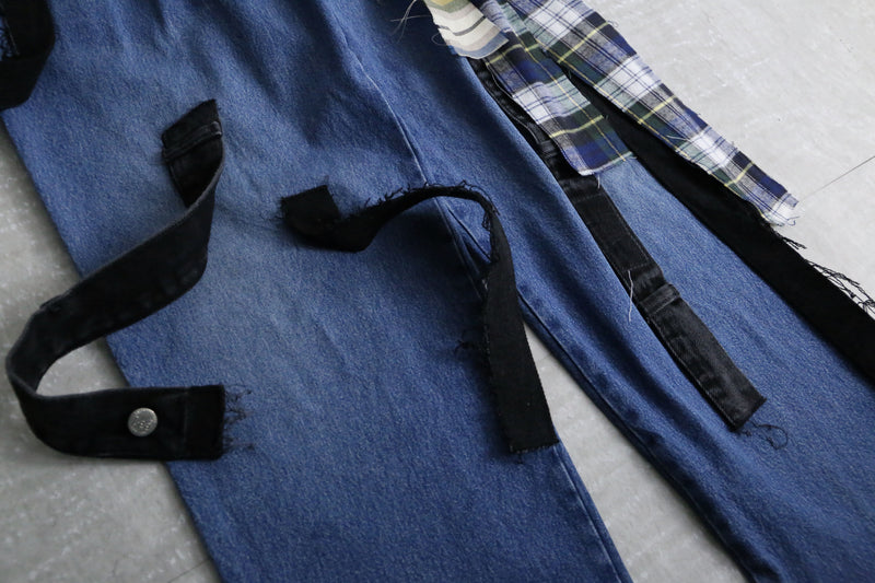 "Re:make" shirt fringes wide denim