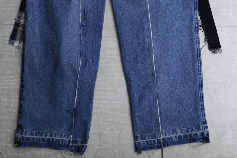 "Re:make" shirt fringes wide denim