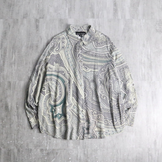 grayish paisley pattern silk shirt