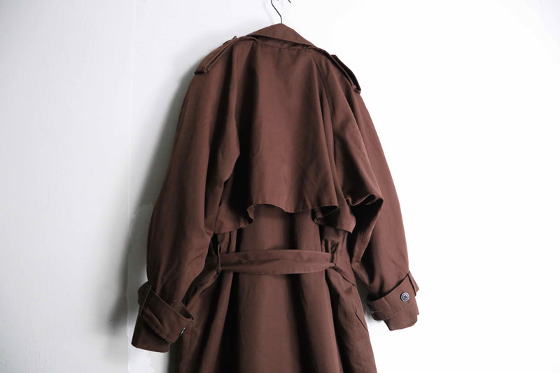 brown color double long trench coat