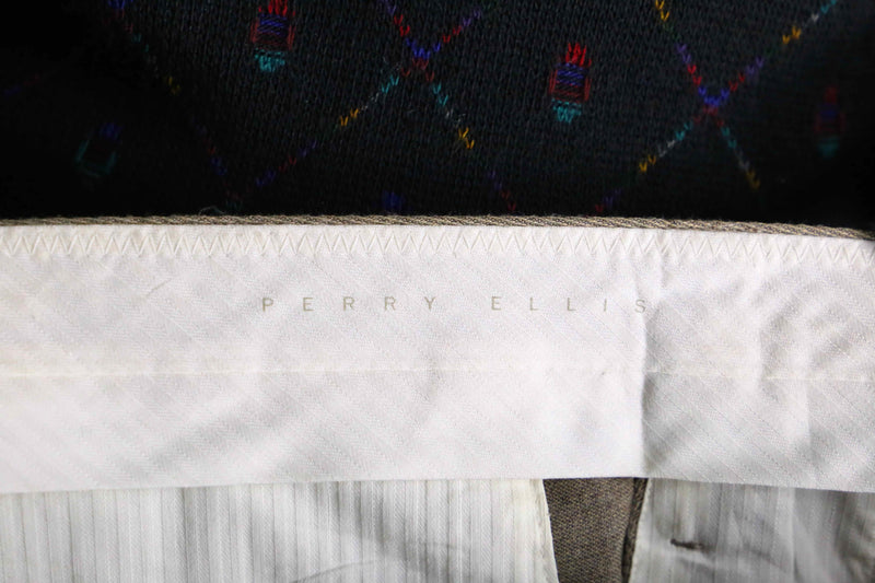 1990's "PERRY ELLIS"two-tuck beige slacks