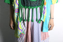 "Re:make" sheer clover fringe tee