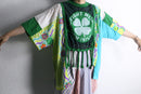 "Re:make" sheer clover fringe tee