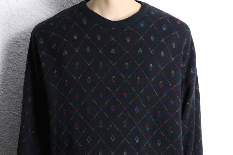 mulch color diagonal check acryl knit
