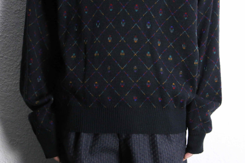 mulch color diagonal check acryl knit