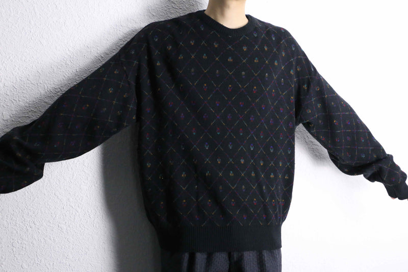 mulch color diagonal check acryl knit