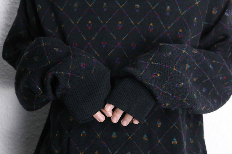 mulch color diagonal check acryl knit