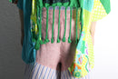 "Re:make" sheer clover fringe tee
