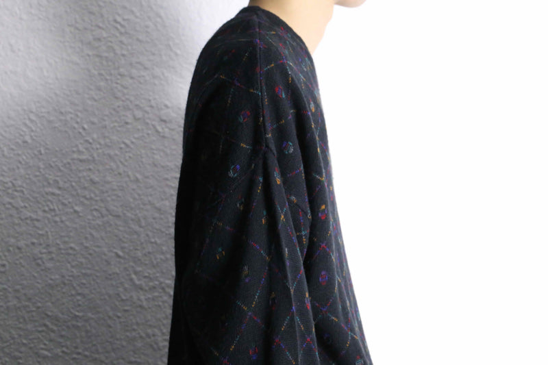 mulch color diagonal check acryl knit