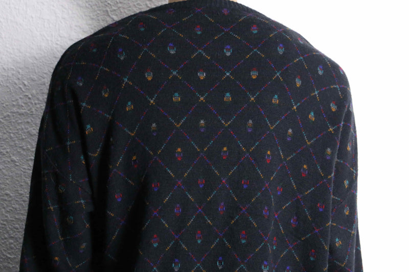 mulch color diagonal check acryl knit