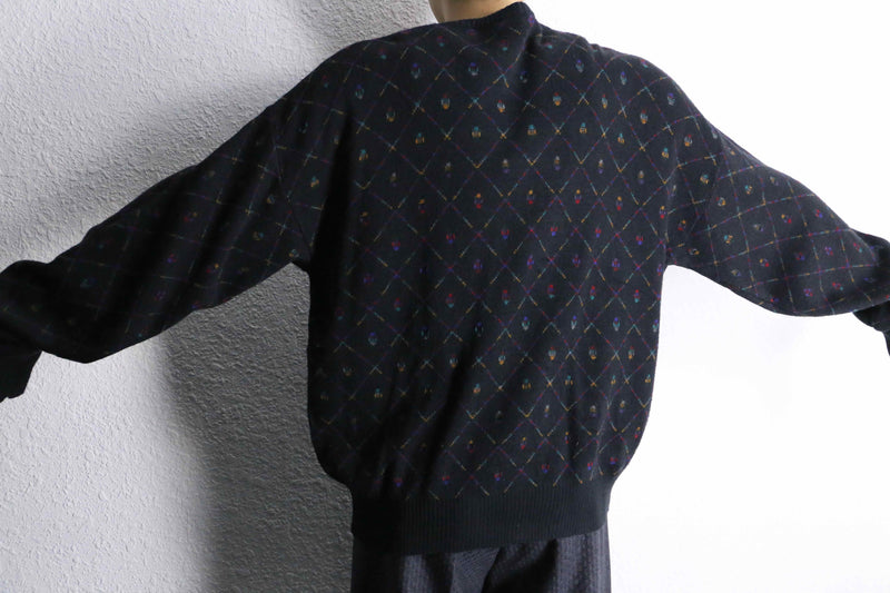 mulch color diagonal check acryl knit