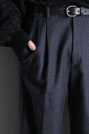 2-tone woven pattern wool wide tapered trousers