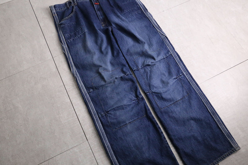 “M+F GIRBAUD” 3D tuck design wide denim pants