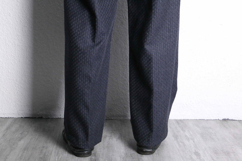 2-tone woven pattern wool wide tapered trousers