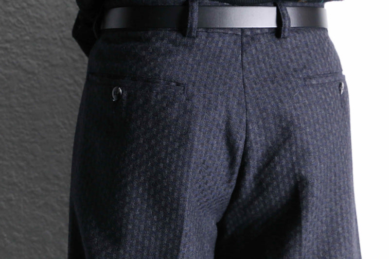 2-tone woven pattern wool wide tapered trousers