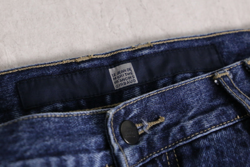 “M+F GIRBAUD” 3D tuck design wide denim pants