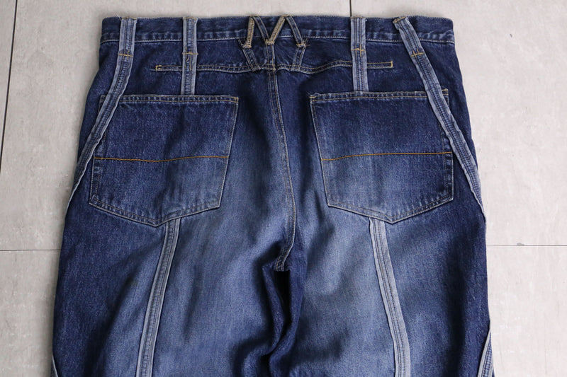 “M+F GIRBAUD” 3D tuck design wide denim pants