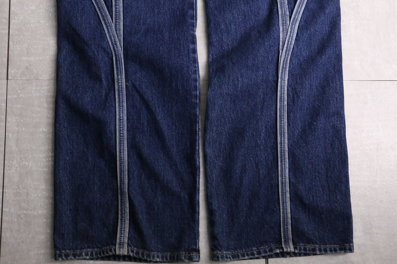 “M+F GIRBAUD” 3D tuck design wide denim pants