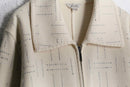 geometric stitch design zip coat