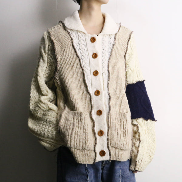 remake "再構築" loose acrylic knit cardigan