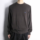 “woven dog” design brown cotton knit