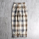brock check wide tapered wool trousers
