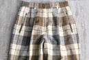 brock check wide tapered wool trousers