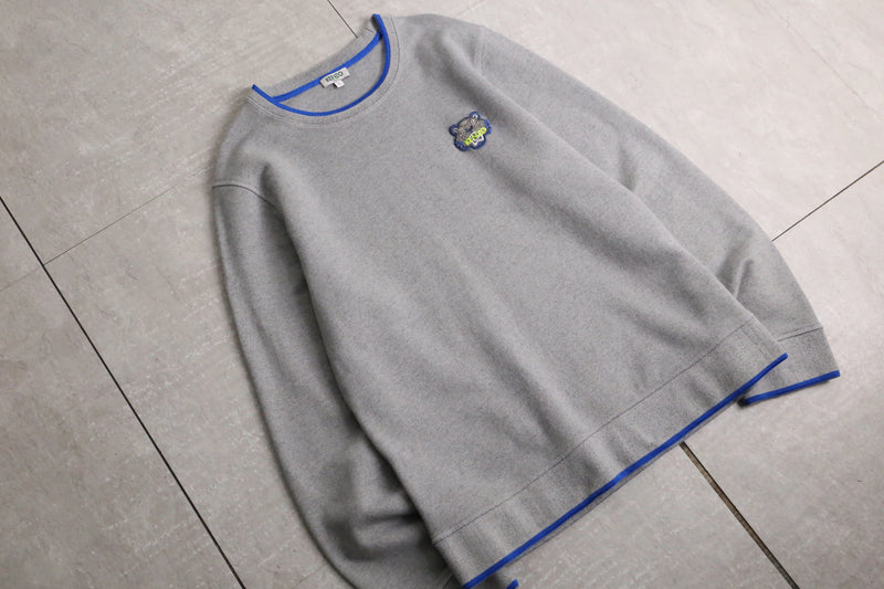 “KENZO” gray × blue logo sweat