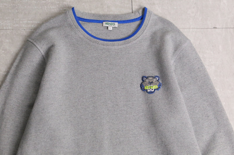 “KENZO” gray × blue logo sweat