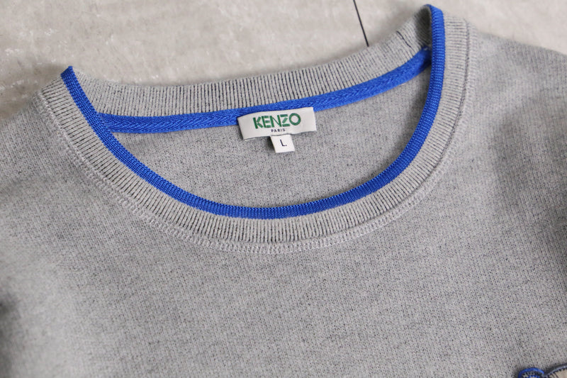 “KENZO” gray × blue logo sweat