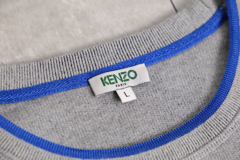 “KENZO” gray × blue logo sweat