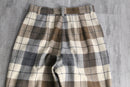 brock check wide tapered wool trousers