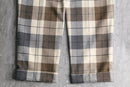 brock check wide tapered wool trousers